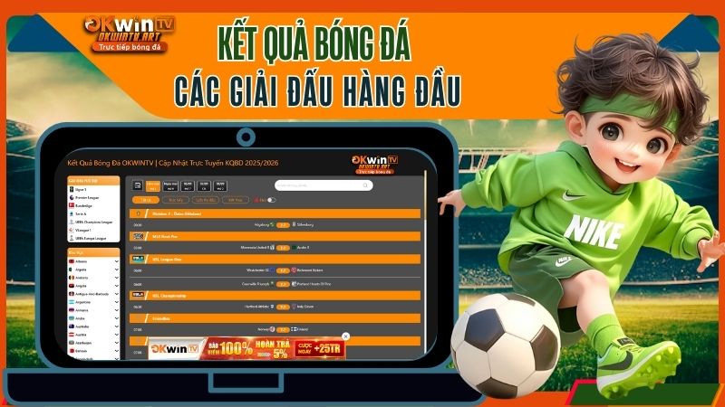 Kết quả bóng đá các giải đấu hàng đầu hôm nay tại OKwinTV